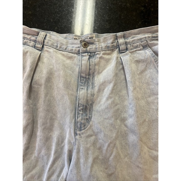 Vintage 90s Y2K Unionbay Men's Denim Blue Jean Shorts Stone Wash 36 Pleated Jort - Picture 6 of 8